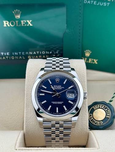Rolex Datejust 41mm Bright Blue Dial Smooth Bezel 126300