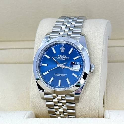 Rolex Datejust 41mm Bright Blue Dial Smooth Bezel 126300