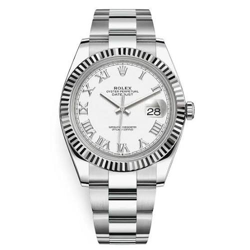 Rolex Datejust 41mm White Roman Numeral Dial Fluted Bezel 126334