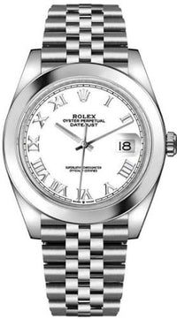 Rolex Datejust 41mm White Roman Numeral Dial Fluted Bezel 126334