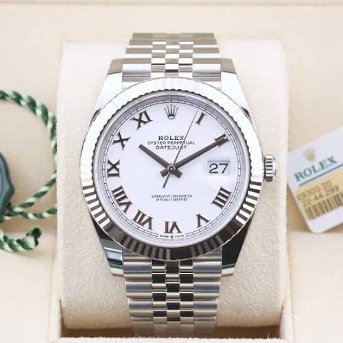 Rolex Datejust 41mm White Roman Numeral Dial Fluted Bezel 126334