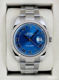 Rolex Datejust 41mm Azzurro Blue Roman Numeral Dial Fluted Bezel 126334