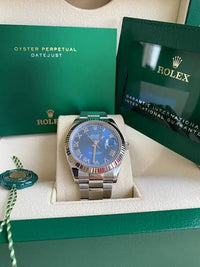 Rolex Datejust 41mm Azzurro Blue Roman Numeral Dial Fluted Bezel 126334
