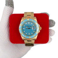 U1 ST9 Bluesy Steel Quality Watch Automatic Mechanical 41MM Two Tone Gold COLOR Ceramic Bezel Blue Dial Glide Lock Flod Clasp Sapphire
