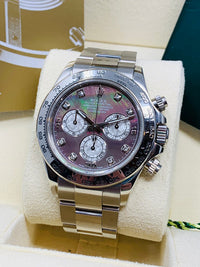Rolex Daytona 40mm 116509 White Gold Black Mother Of Pearl Diamond Dial