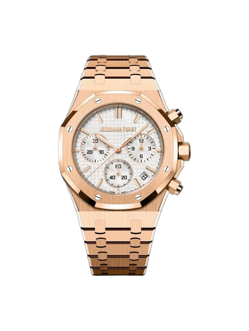 Audemars Piguet Royal Oak 26240 Silver-Toned Dial, 18 Carat Pink Gold, 41.0 mm, Chronograph