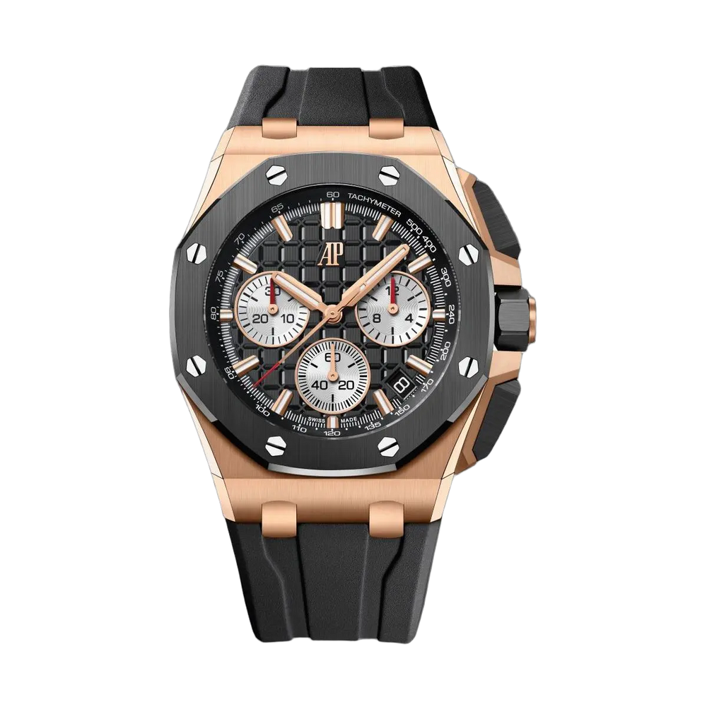 Audemars Piguet Royal Oak Offshore 26420 Black Dial, 18 Carat Pink Gold, 43.0 mm, Chronograph