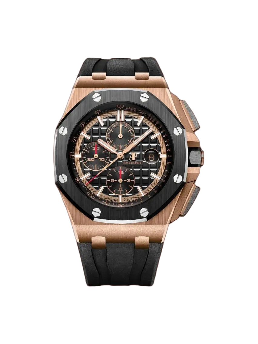 Audemars Piguet Royal Oak Offshore 26401 Black Dial, 18 Carat Pink Gold, 44.0 mm, Rubber