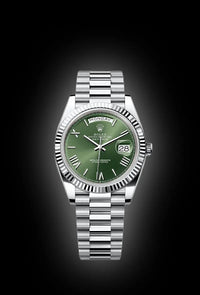 Rolex Day-Date 40 Platinum Presidential 228206 Smooth Bezel Olive Green Dial