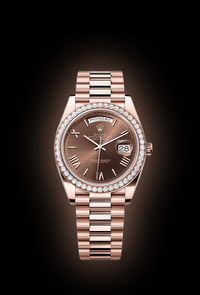 Rolex Day-Date 40 Presidential 228345RBR  Diamond Bezel Chocolate Dial