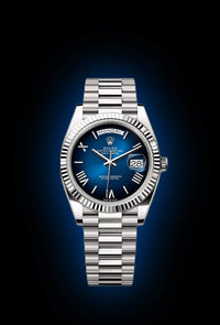 Rolex Day-Date 40 Platinum Presidential 228206 Smooth Bezel Blue Dial