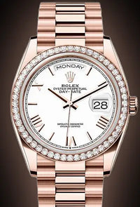 Rolex Day-Date 40 Presidential 228345RBR Diamond Bezel White Dial