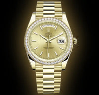 Rolex Day-Date 40 Presidential 228348RBR Diamond Bezel Silver Dial
