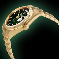 Rolex Day-Date 36mm Presidential 128238 Fluted Bezel Green Diamond Dial