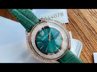 Swarovski Crystalline Aura Green Leather Strap Green Dial Quartz Watch for Ladies - 5644078