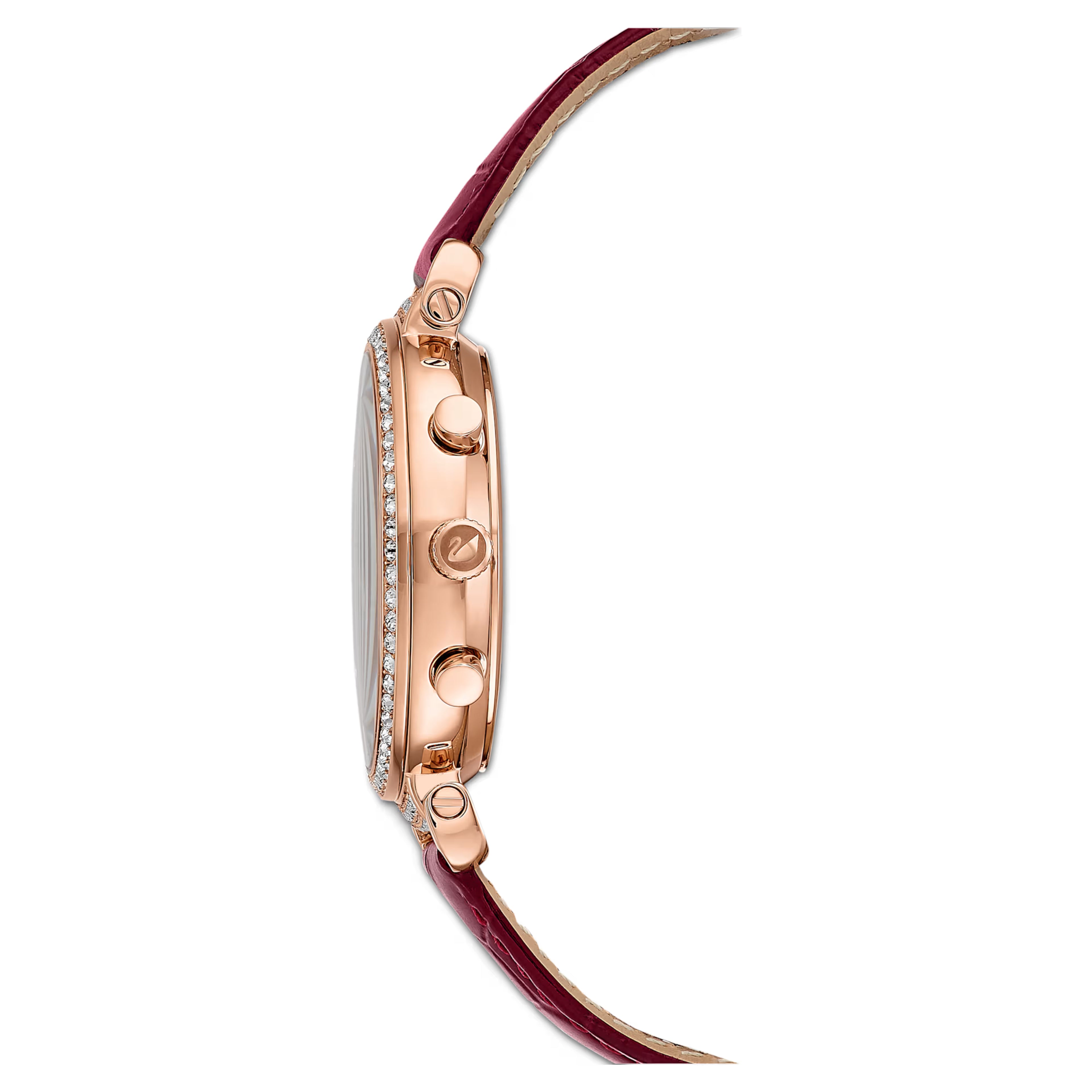Swarovski Passage Chrono Red Dial leather Strap Watch for Women - 5580345