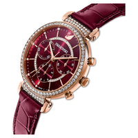 Swarovski Passage Chrono Red Dial leather Strap Watch for Women - 5580345