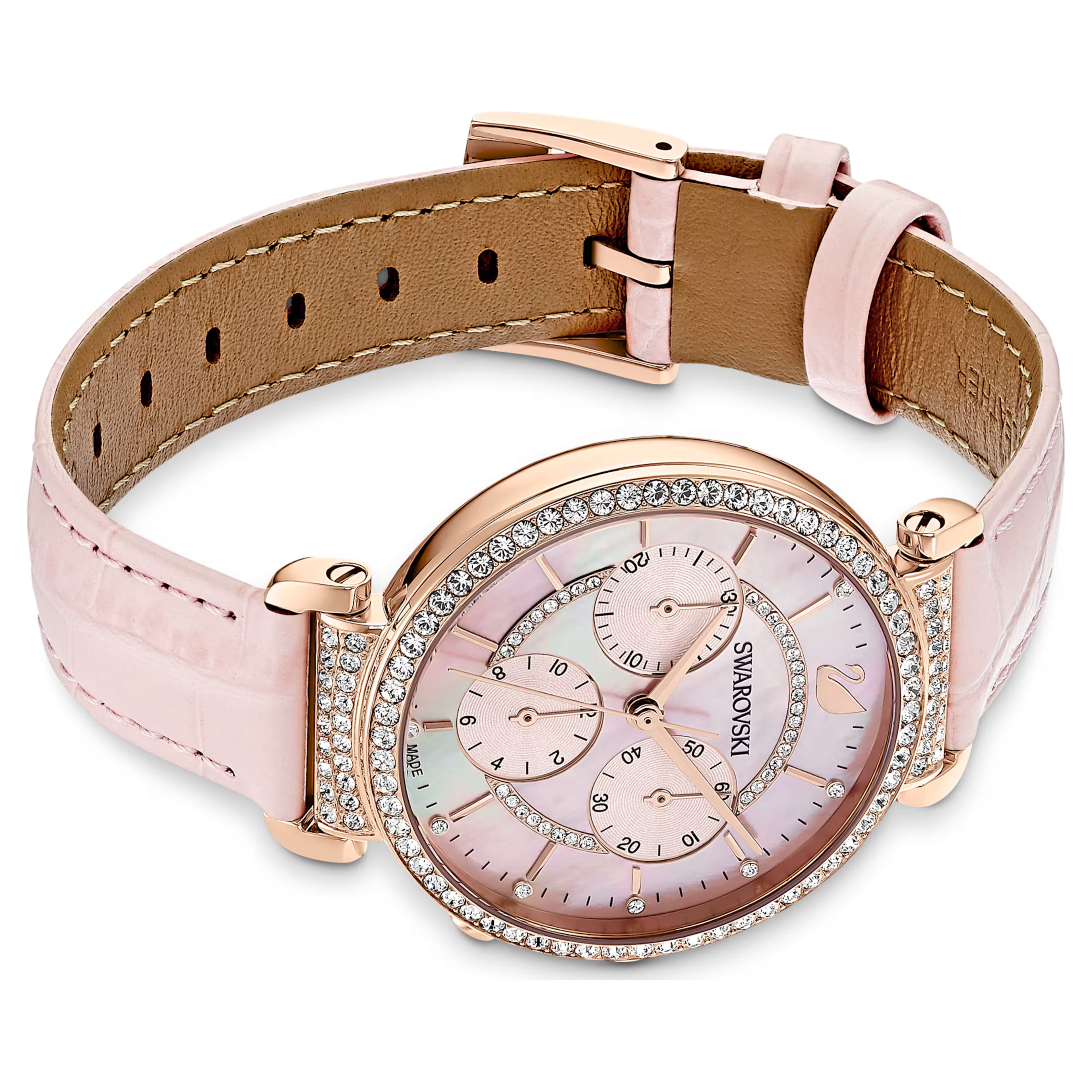 Swarovski Passage Chrono Watch Leather Strap, Pink, Rose-Gold Tone 5580352
