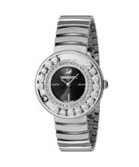 Swarovski Lovely Silver Stainless Steel Black Dial  Quartz Watch for Ladies - 1160305