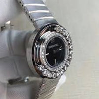 Swarovski Lovely Silver Stainless Steel Black Dial  Quartz Watch for Ladies - 1160305