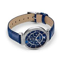 Swarovski Passage Chrono Watch, Swiss Made, Leather Strap, Blue, 5580342