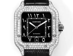 Cartier Santos 40MM 4.5CTW Natural Diamond Black Leather Strap Black Face
