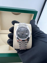 Rolex Datejust 41mm Slate Roman Numeral Dial Smooth Bezel 126300