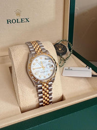 Rolex Datejust 18k Yellow Gold/Steel & Diamond Silver Dial 31mm Watch G 178313