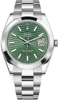 Rolex Datejust 41mm Mint Green Fluted Dial Smooth Bezel 126300