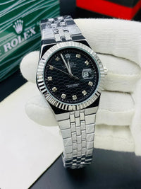 Rolex Land Dweller Silver Chain Silver Bezel Black Dial