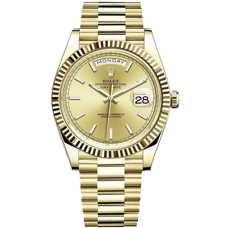 Rolex Day-Date 40 228238 Fluted Bezel Champagne Dial