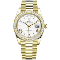 Rolex Day-Date 40 228348RBR Diamond Bezel White Dial