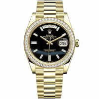 Rolex Day-Date 40 Presidential 228348RBR Diamond Bezel Baguette Onyx Dial