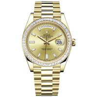 Rolex Day-Date 40 228398TBR Baguette Bezel Champagne Baguette Dial