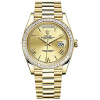 Rolex Day-Date 40 228398TBR Baguette Diamond Bezel Champagne Dial