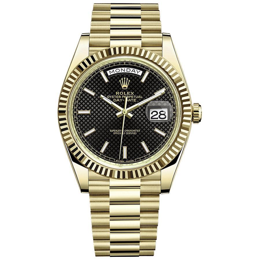 Rolex Day-Date 40 Presidential 228238 Fluted Bezel Black Dial