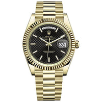 Rolex Day-Date 40 Presidential 228238 Fluted Bezel Black Dial