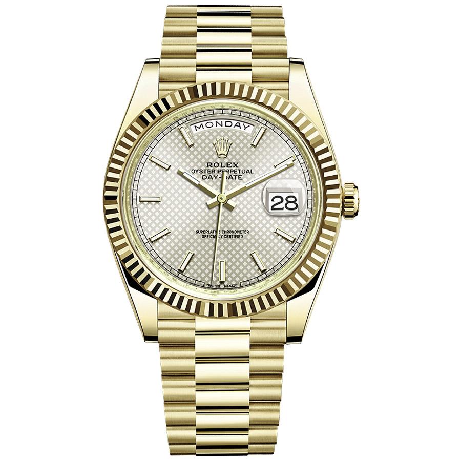 Rolex Day-Date 40 Presidential 228238 Fluted Bezel Silver Dial