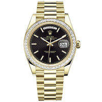 Rolex Day-Date 40 Presidential 228398TBR Baguette Diamond Bezel Black Dial