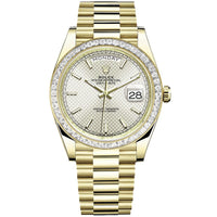 Rolex Day-Date 40 Presidential 228398TBR Baguette Diamond Bezel Silver Dial