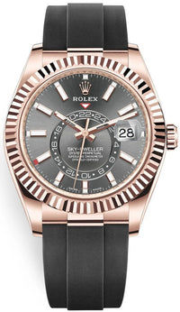 2025 Rolex Sky-Dweller 336235 Rose Gold Oysterflex Rhodium Dial