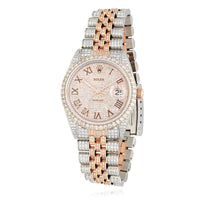 Rolex Datejust 12CTW Natural Diamond Stainless Steel White Rose Watch 36mm