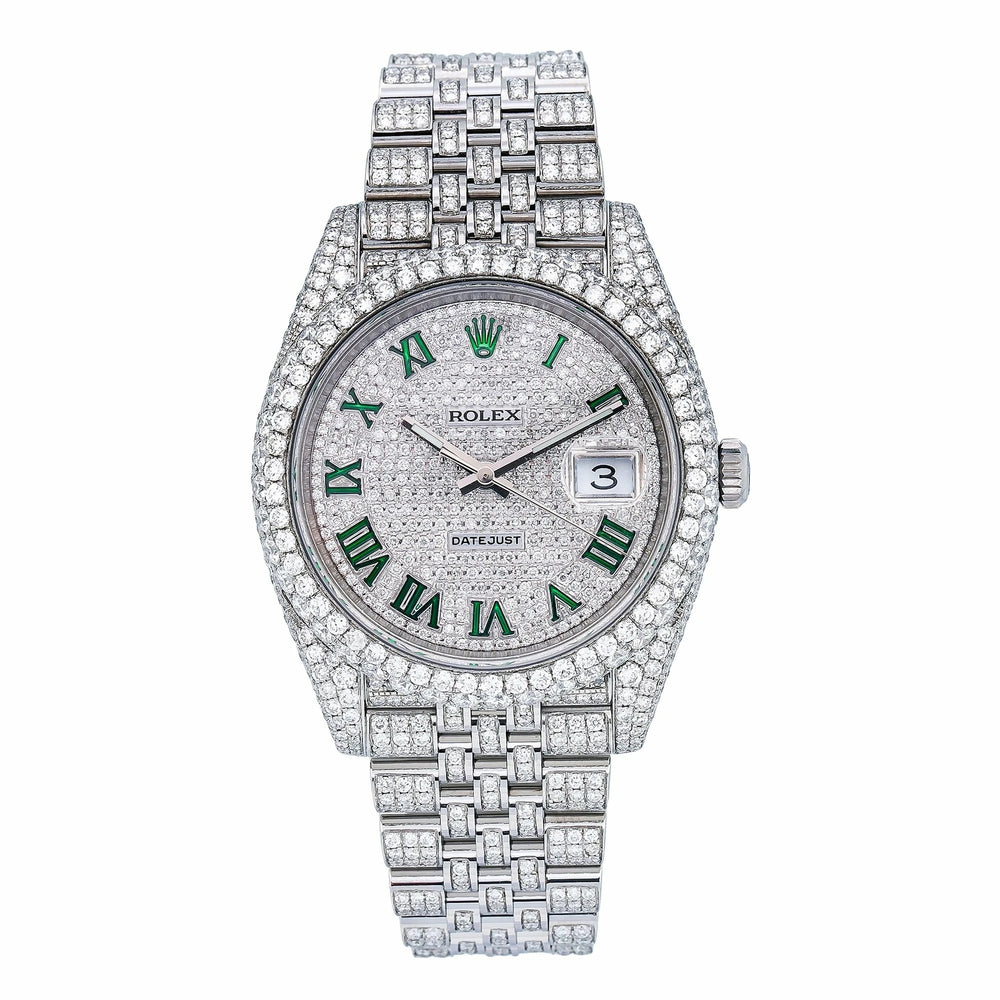 Rolex Datejust 126300 41mm Stainless Steel Iced Out Jubilee Bracelet Watch