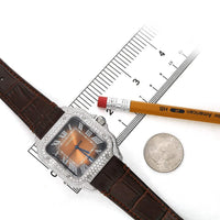 NEW 5TCW Natural Diamond Cartier Santos Large 40mm Pave Roman Brown Dial Men's W