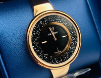 Swarovski Crystalline Rose Gold Stainless Steel Black Dial Quartz Watch for Ladies - 5295334