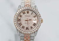 Rolex Datejust 12CTW Natural Diamond Stainless Steel White Rose Watch 36mm