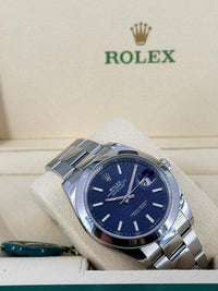 Rolex Datejust 41mm Bright Blue Fluted Dial Smooth Bezel 126300