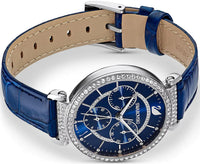 Swarovski Passage Chrono Watch, Swiss Made, Leather Strap, Blue, 5580342