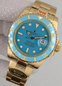 U1 ST9 Bluesy Steel Quality Watch Automatic Mechanical 41MM Two Tone Gold COLOR Ceramic Bezel Blue Dial Glide Lock Flod Clasp Sapphire