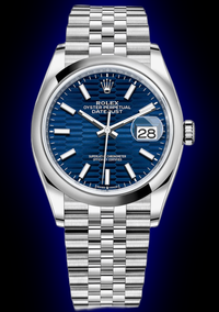 Rolex Datejust 41mm Bright Blue Fluted Dial Smooth Bezel 126300